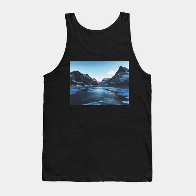 Innerdalen Lake and Mountain Range on Freezing Cold Winter Day (Norway) Tank Top by visualspectrum